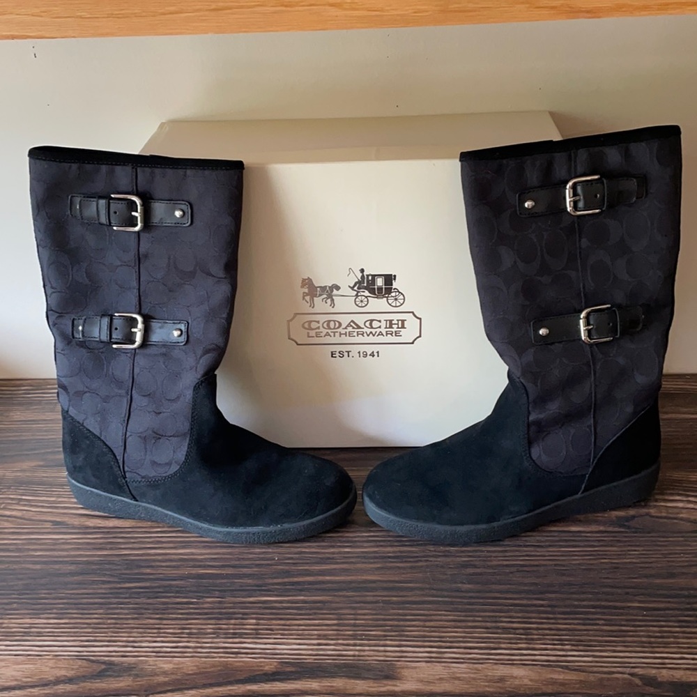 Coach Tinah Black Suede and Canvas Boot Unworn